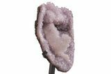 Amethyst Geode Section with Calcite on Metal Stand - Uruguay #209237-5